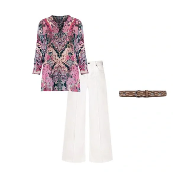 Johnny Was The Braided Wide Leg Jeans White - Picture 7 of 7